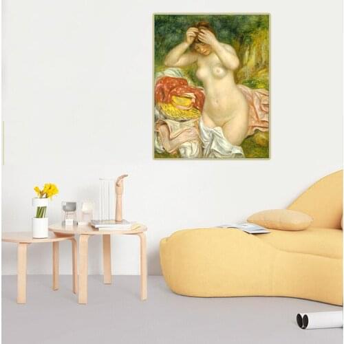 Citon Pierre Auguste Renoir《Bather Arranging Her Hair》Canvas Art Oil Painting Poster Picture Wall Decor Home Interior Decoration
