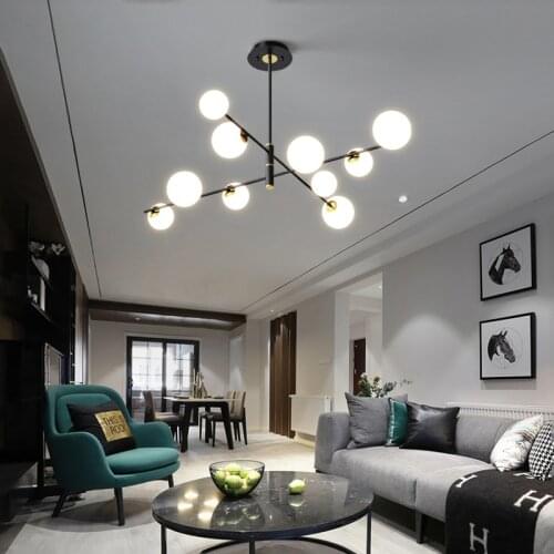 Modern Simple LED Chandelier Lighting Dining Living Room Glass Ball G9 Hanging Lamp 7/10 Heads Bedroom Home Deco Nordic Fixtures