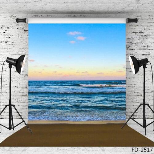 Beach Sea Blue Sky Vinyl Portrait Photography Backgrounds for Wedding Lover Baby Children Backdrops Photo Studio Photo Shooting