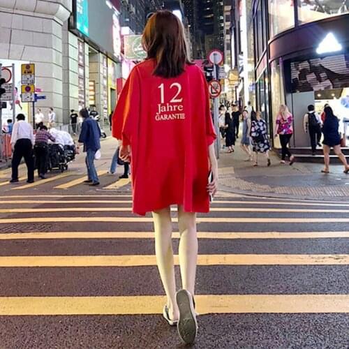 Letter Print Women T Shirts Cool Girl Loose Style Big Size Long T-shirt Femme Summer Punk White Top For Lady Korean Style Shirt
