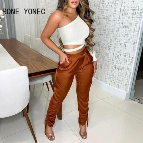 Women Solid Casual Pocket Ruched Cargo Pencil Pants