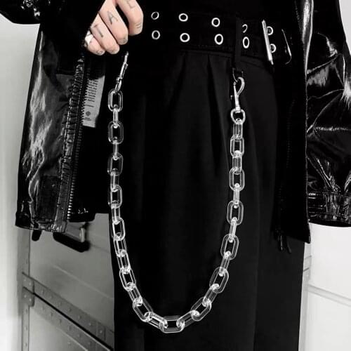 Unisex Keychains Women Key Chain Belt Hip Hop Jewelry Gift Friends Rock Jeans Punk Pants Wait Chain Acrylic Transparent Fashion