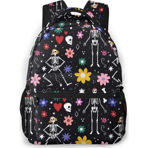 Backpack Women Shoulder Bag For Teenage Girls Hand Drawn Day Of Dead Skull Bagpack Female Ladies School Backpack