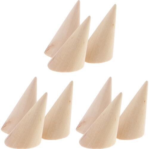 9Pcs Novelty Ring Finger Cone Wood Showcase Organizer Jewelry Rack Display