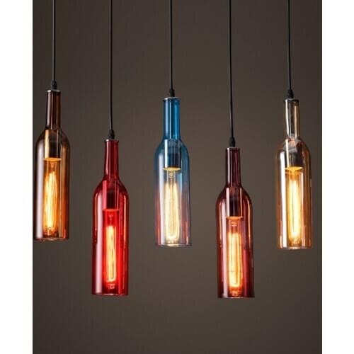 American simple nostalgic restaurant bar table coffee shop clothing store color beer bottle creative Pendant Lights WF1028