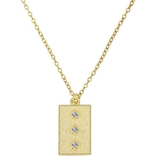 CANNER Real 925 Sterling Silver Necklace Square Three-Pointed Star Necklace For Women 2020 Jewelry Chain Gold 18K Choker Bijoux