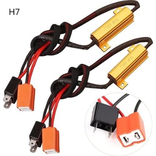 2Pcs 50W H7/9005/9006 Car Load Resistor Error Canceller LED Decoder Canbus Free Wiring Canceller Decoder Light