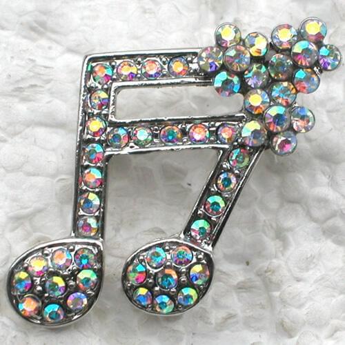 Rhinestone Music Note pin brooches C341 F