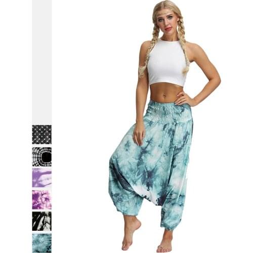 Women Men Pants Casual Woman Thai Wide Leg Harem Trousers Baggy Boho Loose Aladdin Festival Hippy Smock Jumpsuit High Waist pant