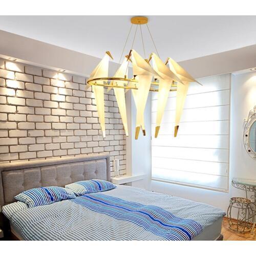 Bird Paper chandelier For Kitchen Dining room Living room Origami Metal Paper Hanging Lamp lustre avize modern salon Chandelier