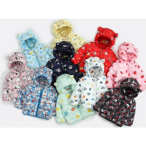 New cartoon childrens down cotton-padded jacket boys' and girls' cotton coat short thin coat