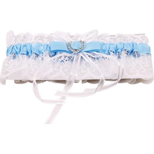 Elegant Women Lace Mesh Bowknot Belt Sexy Suspender Rhinestone Lace Garter For Bride Party Wedding Leg Rings