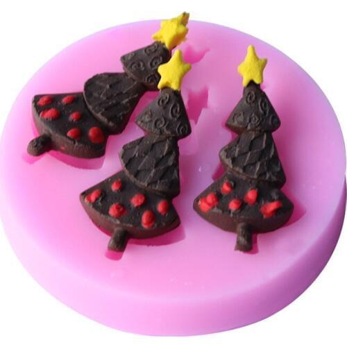 Christmas trees Shape Fondant Cake Molds, 3D Fondant Decoration DIY Soap Chocolate Mould Kitchen Baking Cake Tool