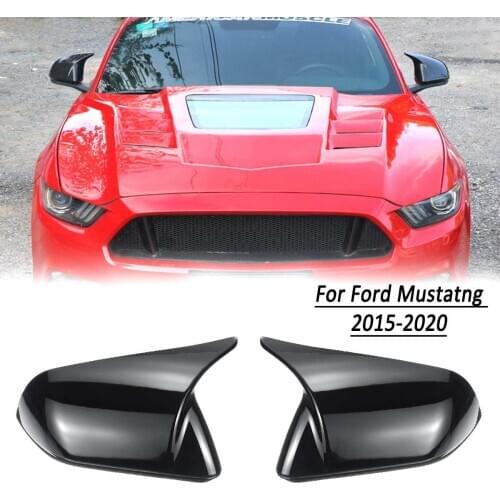 Glossy Black/Carbon Fiber Color NEW UV-Protected Clear Coating For Ford Mustang 2015-2019 Side Mirror Cover Cap Rearview