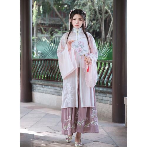 Pear Flavor 3PCS Set Beautiful Womens Chinese Style Ruqun Vintage Gorgerous Dress Fine Embroidery Hanfu Long Dress Fairy Kei