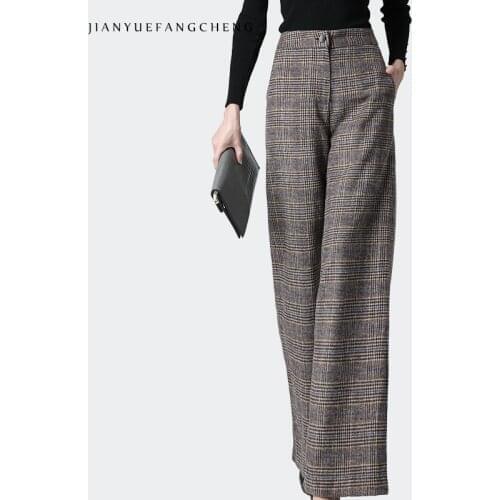 Jianyuefangcheng Women's Plaid Trousers
