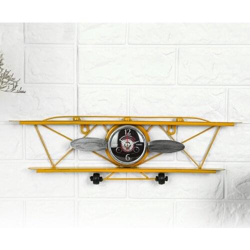 Creative American retro aircraft clock, living room, dining wall, wall decoration, wall hanging, iron ornamental clock