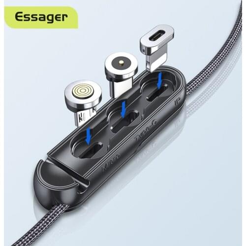 Essager Magnetic Cable Plug Case For iPhone Micro USB Type C Portable Storage Box Magnet Adapter Connector Silicone Container