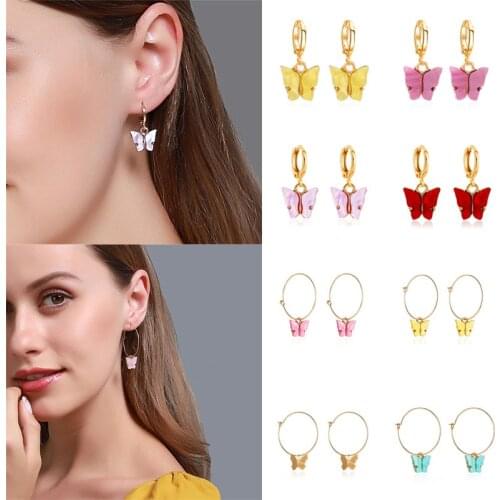 Fashion Classic Butterfly Acrylic Earrings For Women Girls Hot sell Sweet Colorful Animal Stud Ear Jewelry Party Gifts
