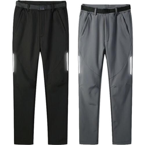 Men Pants Winter Fleece Male Trousers Warm Waterproof Windproof Outdoor Pant Men Branded Clothing Reflective Sweatpants