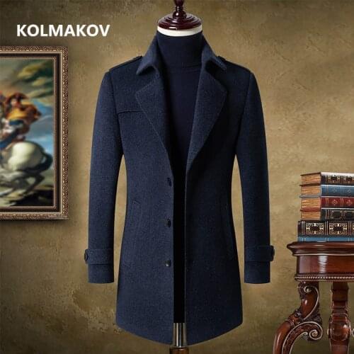 KOLMAKOV 2021 new arrival winter wool coat thicked trench coat men,mens smart casual wool jackets,size M-XXXL