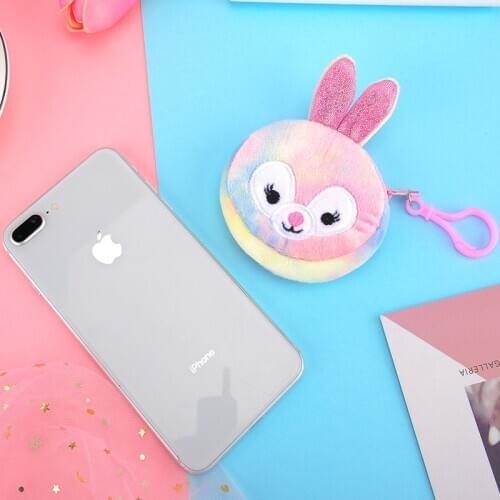 Soft plush cartoon ladies coin purse mini cute animal oval zipper children girls coin purse USB cable earphone bag children gift