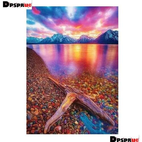 Kexinzu Full 5D DIY Square/Round Diamond Painting" Lake Sun Scenery" 3D Embroidery Cross Stitch Mosaic diamondpainting Gift