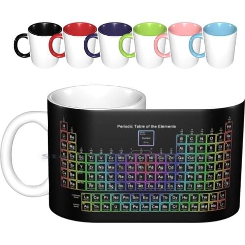 Neon Rainbow Periodic Table Ceramic Mugs Coffee Cups Milk Tea Mug Periodic Table Neon Rainbow Chemistry Science Geek Nerd