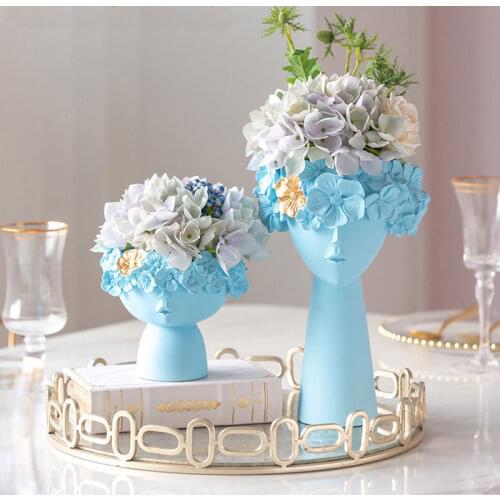 New Modern Art Creative Resin Human Head Flower Vase Home Decor Ornaments Flower Pots Modern Abstract Decorative Art Mothers Day