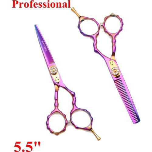 Hair Scissors 5.5 Professional Hairdressing Scissors Barber 440c Japanese Steel Hair Cutting Scissors Thinning Shears 9010