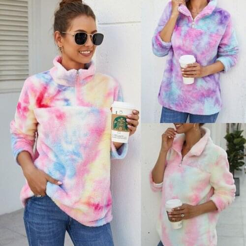 Coats And Jackets Women New Arrival Autumn Winter Rainbow Color Turn-Down Collar Tie Dyefur coat Coat Sexy plus size S-5XL