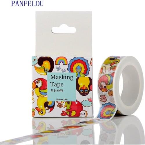 PANFELOU 1.5CMx10M Colorful animal cartoon Stickers border masking adhesive line paper washi tape DIY Scrapbooking Hand account