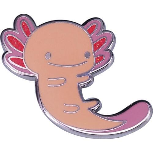 Get Excited! This cute bright axolotl pin is sure to put a smile on your face all day long