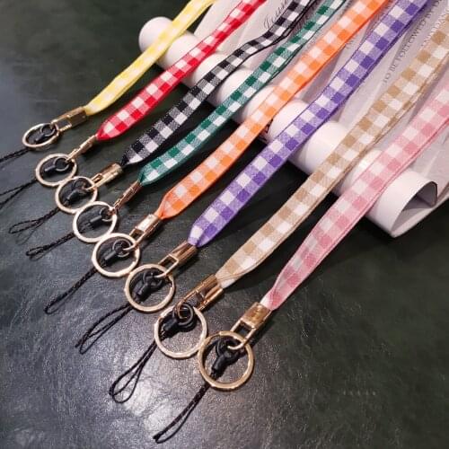 Lattice Linen Phone Lanyard Strap For iphone huawei redmi samsung xiaomi Mobile Phone Camera ID Card Long Rope String
