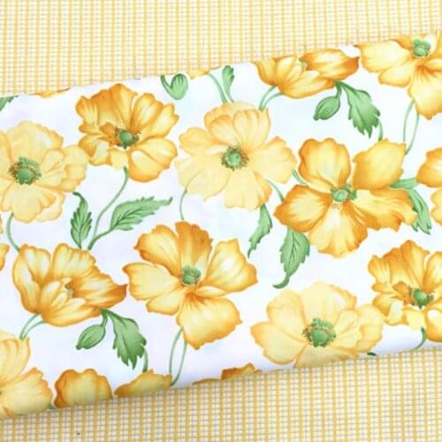 Printed yellow Flower baby Cotton twill fabric for DIY bedding cloth Sewing patchwork quilting and fashion dress making fabrics
