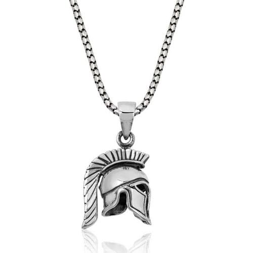 Silverlina Silver Knight Templar Helmet Necklace