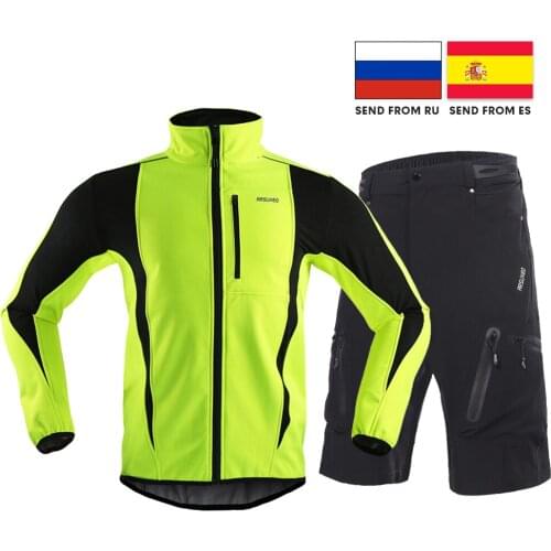 ES/RU Warehouse! Winter Men Cycling Jacket Waterproof Windproof Thermal Fleece Bike Jersey MTB Bicycle Riding Running Shorts