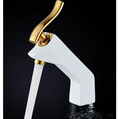 Bathroom Basin Faucets Brass Hot & Cold Sink Mixer Tap Single Handle Deck Mounted Faucet Lavatory Water Crane Tap Horse Shape