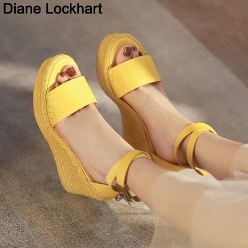 Sommer Leather Platform Sandals Fashion Women Leisure Vacation Sandal Shoes Casual Woman Peep Toe Eespadrille Wedges Femme 41