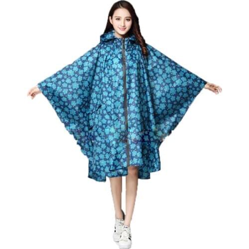 Stylish Hooded Women Raincoat Outdoor Long Poncho Waterproof Rain Coat Rainwear