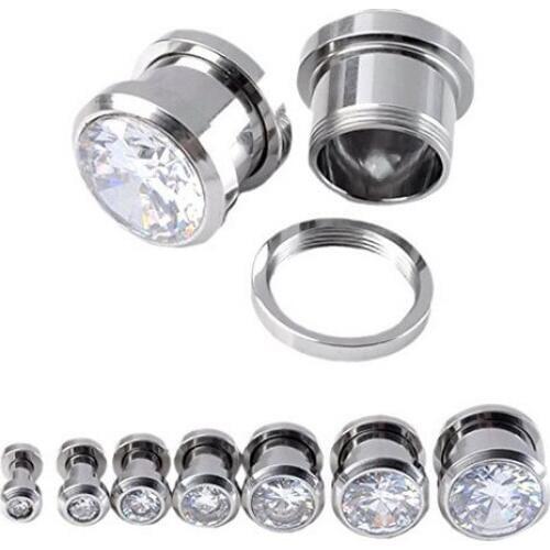 Lot 50pcs Body Jewelry -Cubic Zirconia Ear Tunnels Expanders Ear Plugs Flare Plugs Free Shippment 8mm up to 20mm Shine
