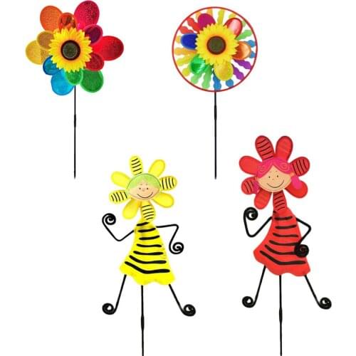 Garden Decoration Dancing Girl Pinwheels Wind Spinners Yard Garden Decor Ornament Colorful Plastic Windmill Toys