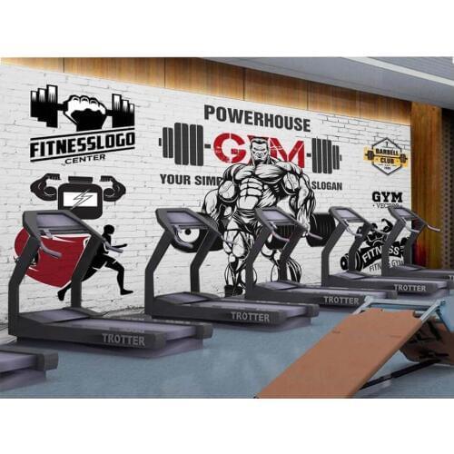 WDBH Custom photo 3d wallpaper Brick wall exercise fitness club image wall living room 3d wall murals wallpaper for walls 3 d