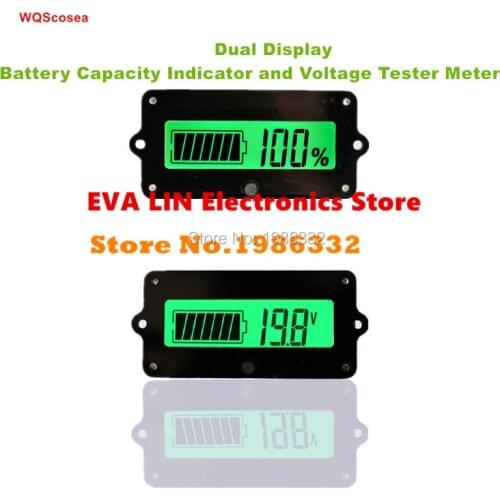 WS16 8V-63V Lead-acid Lithium Voltmeter Battery Capacity Indicator + Voltage Tester Dual Meter Monitor Analyzer 12V 24v 36v 48V