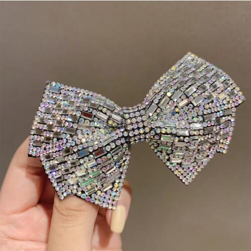 Crystal Pearl Big Bow Hair Clips For Women High-end Flower Hair Accessories Rhinestone Hairpins Bows Flower Hairgirps Barrette
