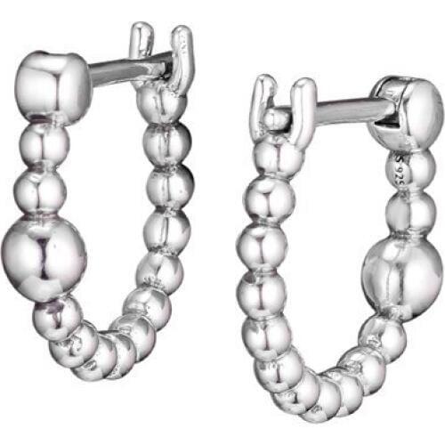 String of Beads Hoop Earrings for Women Original 925 Sterling Silver Earrings Women Jewelry Smooth Round Balls Design Girls Love