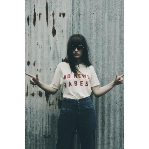 Bad News Babes Women Hipster Style Funny T-Shirt Ladies Fashion Grunge Graphic Tee Loose Short Sleeve Quote Tops Cool gift shirt