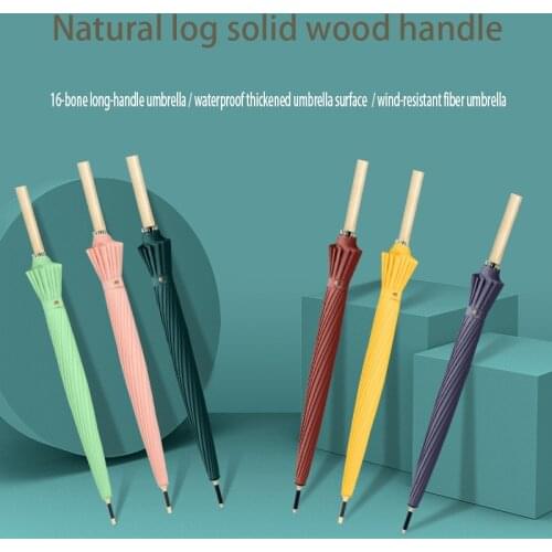New Wooden Automatic Long Handle Umbrella Windproof Golf Business Umbrellas Sunny Rainy Men Women 16k Umbrella LOGO Parasol