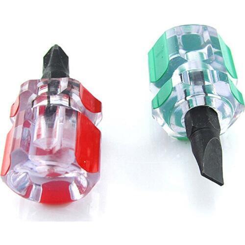 2 pcs Flat Phillips Screwdriver Mini Screw Driver Short Small Split Repair Tools Kit Set Green+Red