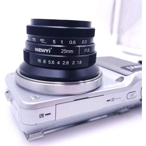 25mm F/1.8 Manual Focus MF Prime Lens Black for Fuji X Sony E Canon EOS M Panasonic Olympus Micro M4/3 Camera